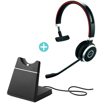 JABRA Fejhallgató - Evolve 65 UC Mono Bluetooth Vezeték Nélküli, Mikrofon + Töltő állomás