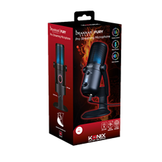 KONIX - DRAKKAR PC Fury Pro Asztali Streaming Mikrofon USB-s Tripod Állványnal, Fekete