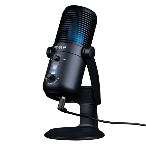KONIX - DRAKKAR PC Fury Pro Asztali Streaming Mikrofon USB-s Tripod Állványnal, Fekete