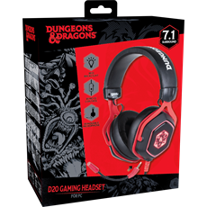 KONIX - DUNGEONS & DRAGONS "D20" 7.1 Fejhallgató Vezetékes Gaming Stereo Mikrofon, Fekete-Piros