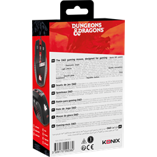 KONIX - DUNGEONS & DRAGONS Egér Vezetékes Gaming 2500DPI, Fekete-Piros