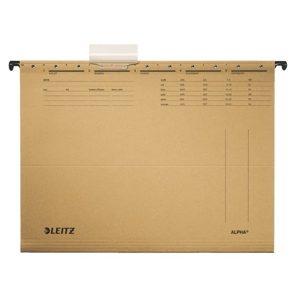 LEITZ Függőmappa, karton, A4,"Alpha Standard", natúr