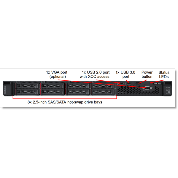LENOVO rack szerver ThinkSystem SR530 (2.5"), 1x 10C S4210R 2.4GHz, 1x16GB, NoHDD, 5350-8i, XCC: E, (1+1).