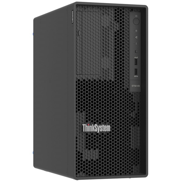 LENOVO torony szerver - ST50 V3 (3.5"), 4C E-2414 2.6Ghz, 1x16GB, 2x 960GB RI SSD, SW RAID, XCC2: Std, 500W.