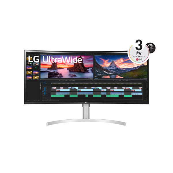 LG Nano IPS monitor 37.5" 38WN95CP, 3840x1600, 21:9, 450cd/m2, 1ms, 2xHDMI/DisplayPort/Thunderbolt/2xUSB, hangszóró