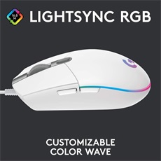 LOGITECH Egér - G203 Lightsync RGB Vezetékes Gaming, Fehér