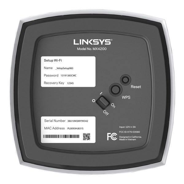 Linksys Velop Mesh Router, Wifi 6, Tri-Band AX4200, MX12600, 1xWAN(1000mbps), 3xLAN(1000Mbps), USB, MU-MIMO 3db
