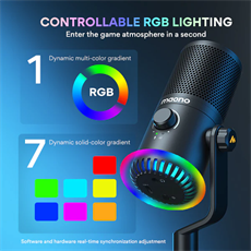 MAONO DM30 RGB Programmable Gaming USB Microphone, Fekete