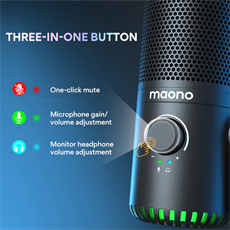 MAONO DM30 RGB Programmable Gaming USB Microphone, Fekete