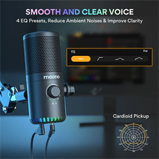 MAONO DM30 RGB Programmable Gaming USB Microphone, Fekete