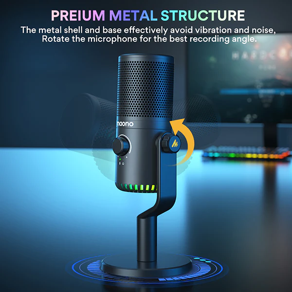 MAONO DM30 RGB Programmable Gaming USB Microphone, Fekete