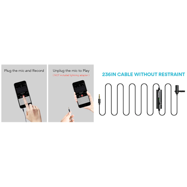MAONO Tölthető Mikroport AU-100R, Rechargeable Omnidirectional Lapel Microphone