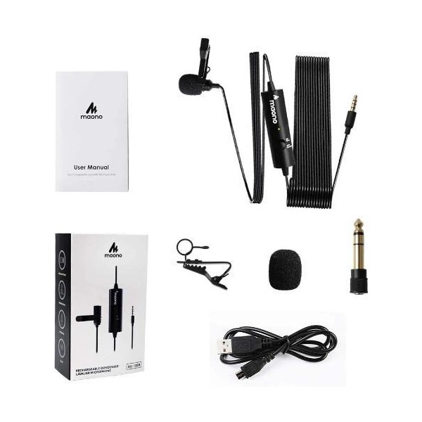 MAONO Tölthető Mikroport AU-100R, Rechargeable Omnidirectional Lapel Microphone
