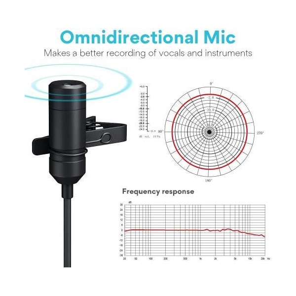 MAONO Tölthető Mikroport AU-100R, Rechargeable Omnidirectional Lapel Microphone