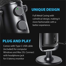 MAONO USB Podcast Mikrofon AU-902, USB Microphone Set Cardioid Condenser Podcast Mic