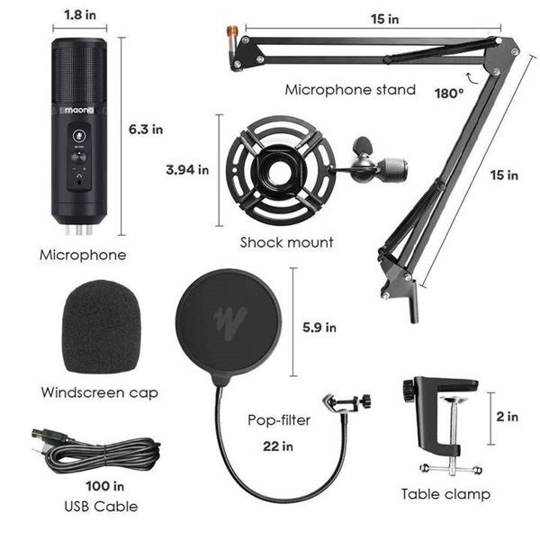 MAONO USB Podcast Mikrofon szett AU-PM422, USB Podcasting Microphone Kit