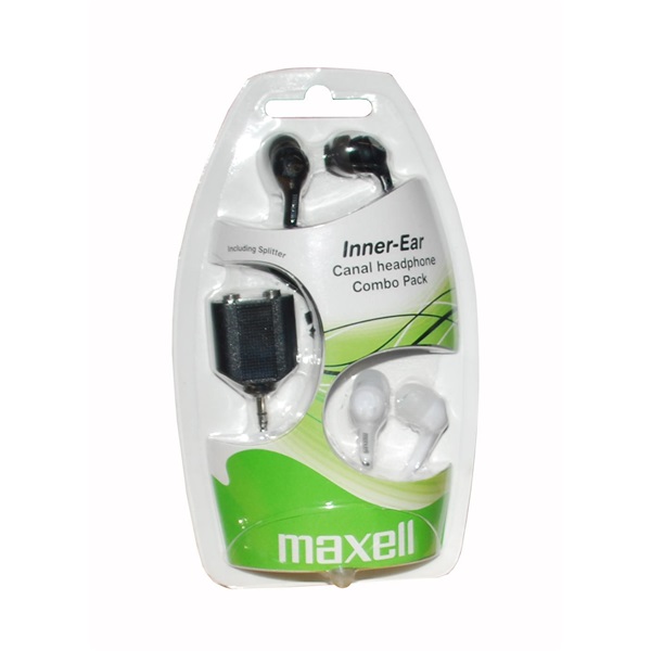 MAXELL Fülhallgató CANALZ Combo-2, 3.5mm jack, Fekete + Fehér