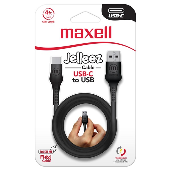MAXELL adatkábel, Jelleez, USB-C, fekete