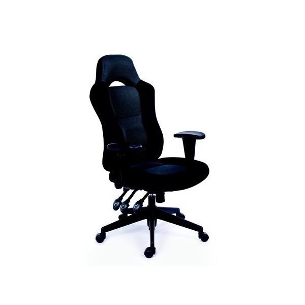 MAYAH Főnöki szék, fekete/szürke gyöngyszövet-borítás, fekete lábkereszt,"Racer"