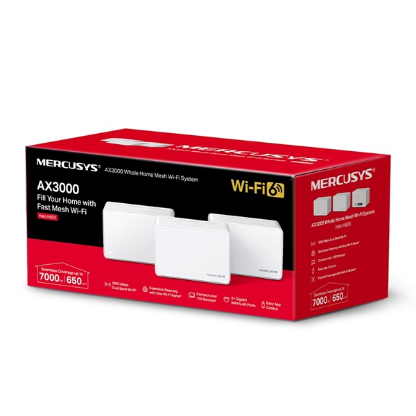 MERCUSYS Wireless Mesh Networking system AX3000 Wifi 6 HALO H80X(3-PACK)