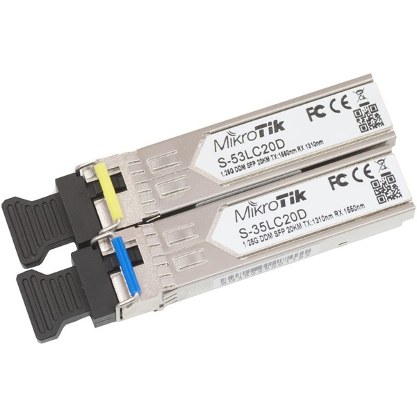 MIKROTIK 1.25G Single Mode optical SFP module with a LC connector, T1310nm/R1550nm (S-35LC20D/S-53LC20D)