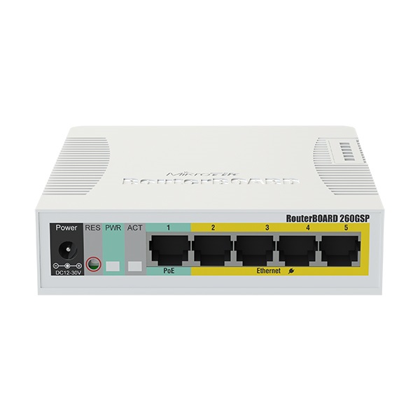 MIKROTIK Switch 5x1000 Mbps + 1xSFP+ PoE (RB260GSP)