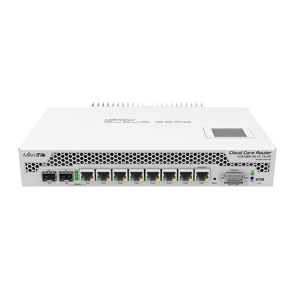 MIKROTIK Vezetékes Cloud Core Router (7GbitLAN, 1xSFP+, 1 combo port 1xGbit LAN vagy SFP) 2GB RAM, L6, passzív hűtéssel