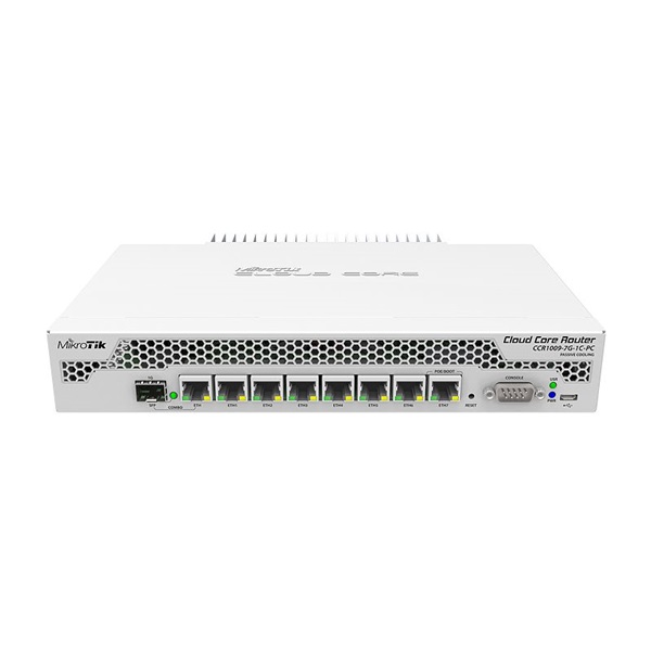 MIKROTIK Vezetékes Cloud Core Router CCR1009 (7GbitLAN, 1 combo port 1xGbit LAN vagy SFP) 1GB RAM, L6, passzív hűtéssel