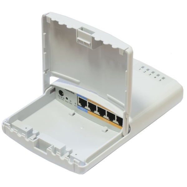 MIKROTIK Vezetékes Router PowerBOX 5x100Mbps, Vízálló, kültéri - RB750P-PBR2
