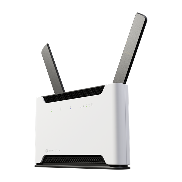 MIKROTIK Wireless Router DualBand, 4x1000Mbps+ 1x2,5Gbps, Chateau LTE18, 1xMicroSIM,Asztali -S53UG+5HaxD2HaxD-TC&EG18-EA
