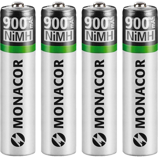 MONACOR tölthető akkumulátor elem, NIMH-900R/4, AAA, 4db