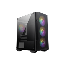MSI Ház Micro ATX FORGE M100A, 4xA-RGB ventilátor, Tápegység nélkül, üvegfalú, fekete