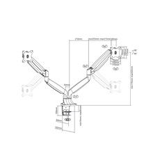 MULTIBRACKETS 2 karos asztali konzol, M Deskmount Gas Spring Dual Black (15-30", max.VESA: 100x100 mm, 9 kg)
