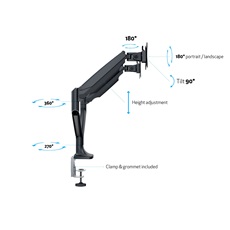 MULTIBRACKETS 2 karos asztali konzol, M Deskmount Gas Spring Dual Black (15-30", max.VESA: 100x100 mm, 9 kg)