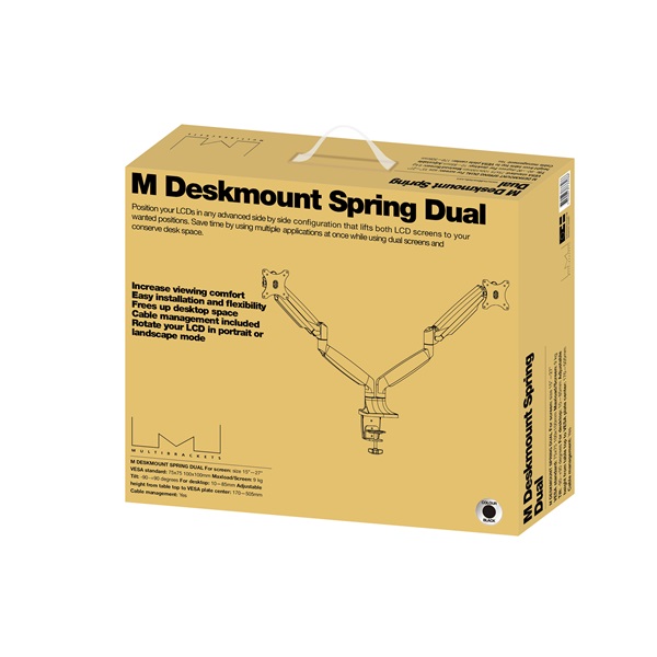 MULTIBRACKETS 2 karos asztali konzol, M Deskmount Gas Spring Dual Black (15-30", max.VESA: 100x100 mm, 9 kg)