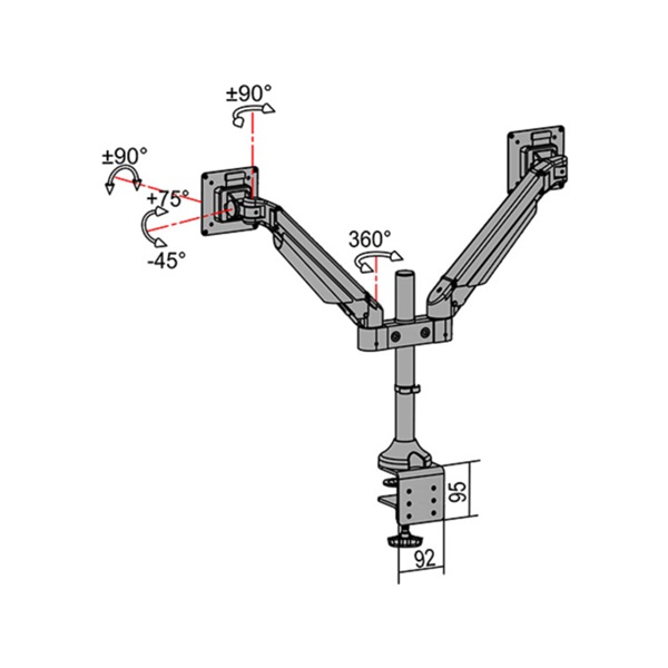MULTIBRACKETS 2 karos asztali konzol, M VESA Gas Lift Arm Dual Black HD