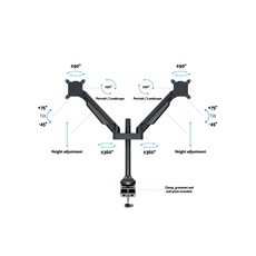 MULTIBRACKETS 2 karos asztali konzol, M VESA Gas Lift Arm Dual Black HD