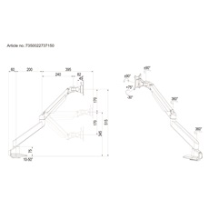 MULTIBRACKETS Asztali konzol, M VESA Gas Lift Arm Single White (15-34", max.VESA: 100x100 mm, 10 kg)