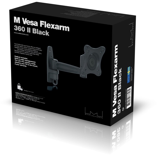 MULTIBRACKETS Fali konzol, M VESA Flexarm 360 II Black 75 100 200 (15-32", max.VESA: 200x200 mm, 15 kg)