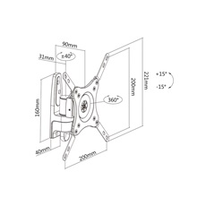 MULTIBRACKETS Fali konzol, M VESA Flexarm 360 I Black 75 100 200 (15-32", max.VESA: 200x200 mm, 15 kg)