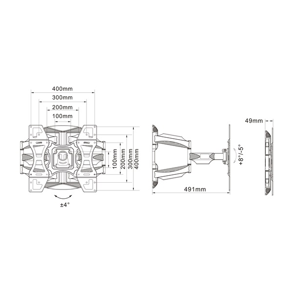 MULTIBRACKETS Fali konzol, M VESA Flexarm Full Motion Dual 400x400 (40-70", 45 kg)