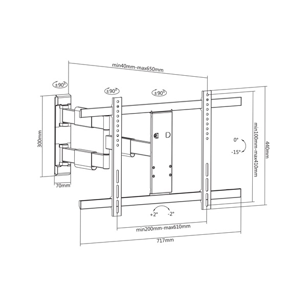 MULTIBRACKETS Fali konzol, M VESA Flexarm Thin Black Large (37-65", max.VESA: 600x400 mm, 30 kg)