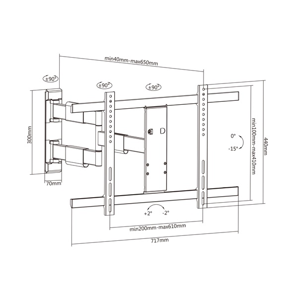 MULTIBRACKETS Fali konzol, M VESA Flexarm Thin Black Large (37-65", max.VESA: 600x400 mm, 30 kg)
