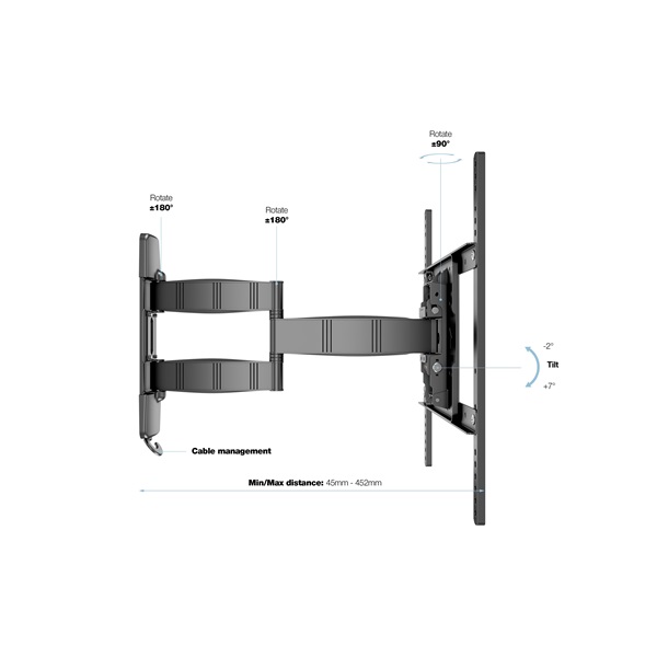 MULTIBRACKETS Fali konzol, M VESA Flexarm Tilt & Turn III (32-50", max.VESA: 400x400 mm, 25 kg)