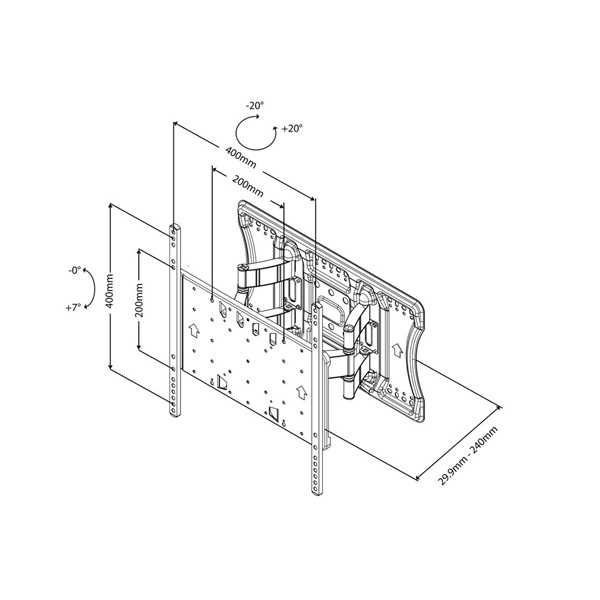 MULTIBRACKETS Fali konzol, M VESA Super Slim Tilt & Turn (32-65", max.VESA: 400x400 mm, 40 kg)