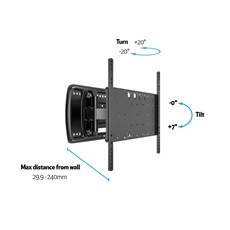 MULTIBRACKETS Fali konzol, M VESA Super Slim Tilt & Turn (32-65", max.VESA: 400x400 mm, 40 kg)