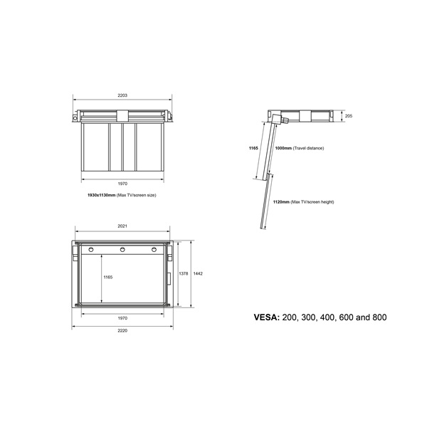 MULTIBRACKETS Motoros mennyezeti konzol, M Motorized Ceilingmount Inverted Extensional w/lid 65-86" (max.VESA:800x800mm)