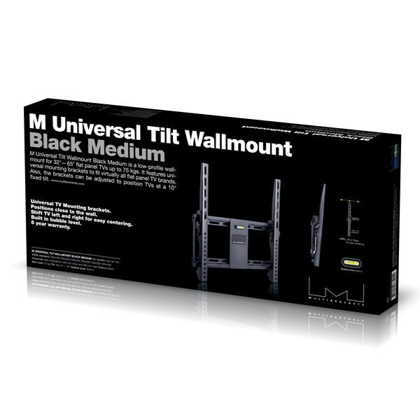MULTIBRACKETS Fali konzol, M Universal Tilt Wallmount Black Medium (32-65", max.VESA: 400x400 mm, 75 kg)