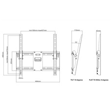 MULTIBRACKETS Fali konzol, M Universal Tilt Wallmount Black Medium (32-65", max.VESA: 400x400 mm, 75 kg)