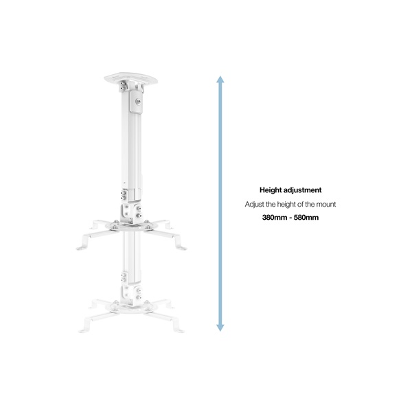 MULTIBRACKETS Mennyezeti konzol, M Universal Projector Ceiling Mount I (13.5 kg, White, 380-580 mm)